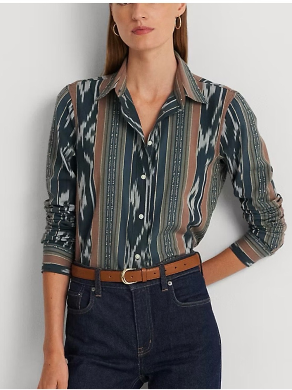 Ralph Lauren black label  Geo-stripe feather weight cotton shirt